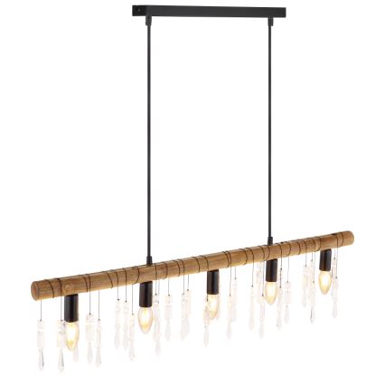 Globo 15532-5H - Hängeleuchte an Kabel KIRA 5xE14/40W/230V schwarz/braun