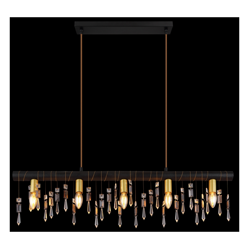 Globo 15532-5HB - Pendelleuchte KIRA mit Seilaufhängung, 5x E14/40W/230V, schwarz