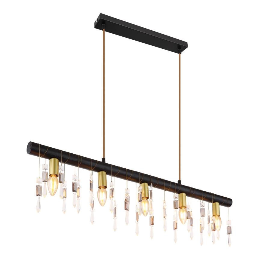 Globo 15532-5HB - Pendelleuchte KIRA mit Seilaufhängung, 5x E14/40W/230V, schwarz