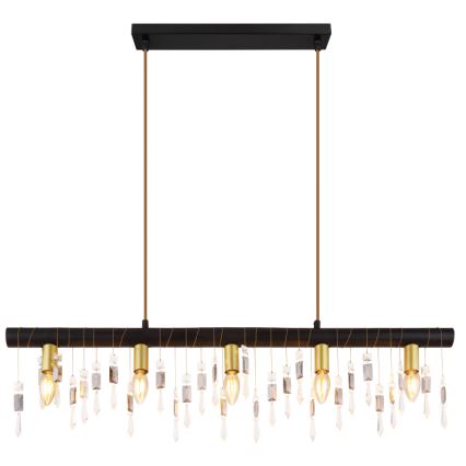 Globo 15532-5HB - Pendelleuchte KIRA mit Seilaufhängung, 5x E14/40W/230V, schwarz