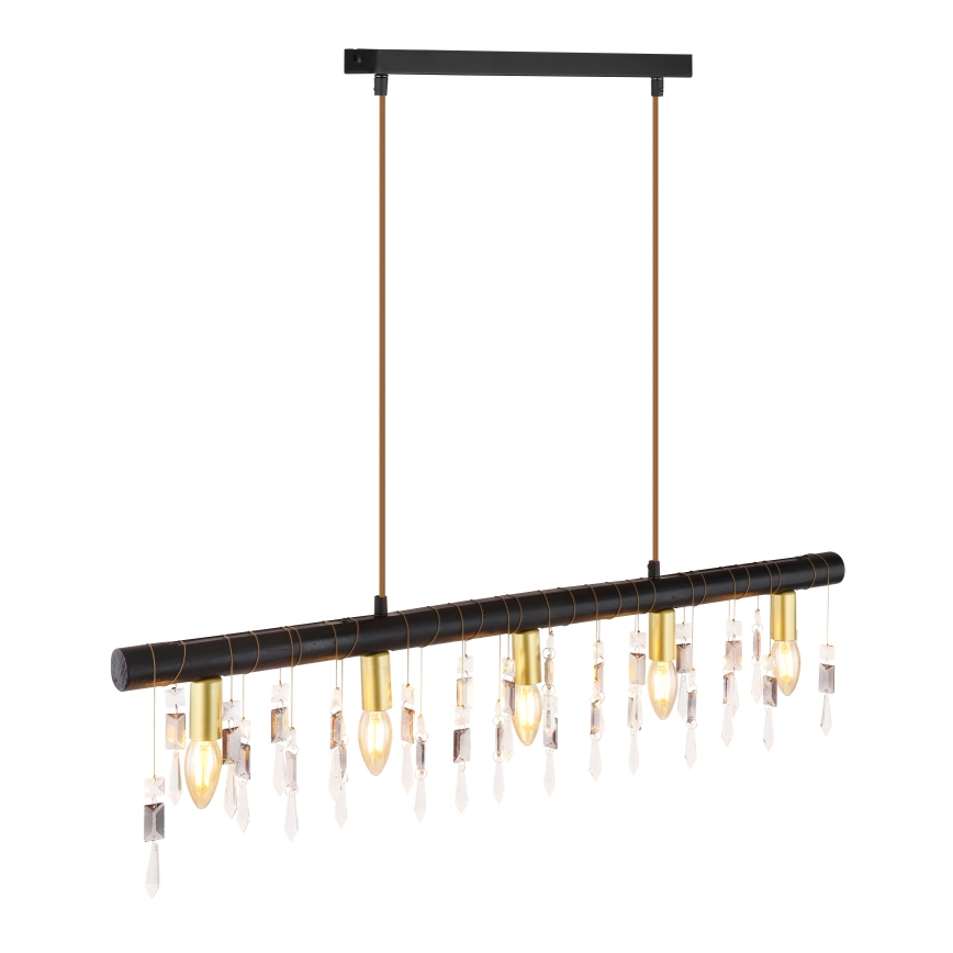 Globo 15532-5HB - Pendelleuchte KIRA mit Seilaufhängung, 5x E14/40W/230V, schwarz