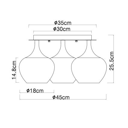 Globo - Anbauleuchte 3xE27/40W/230V d 45 cm kupfern