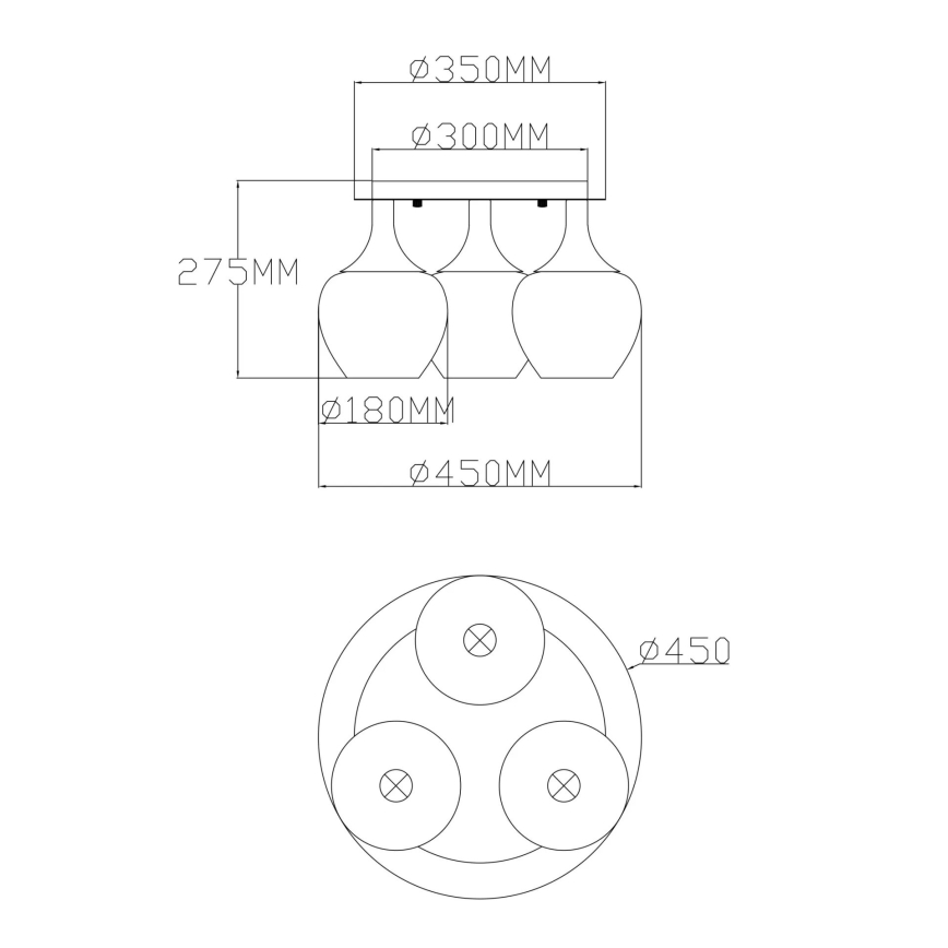 Globo - Anbauleuchte 3xE27/40W/230V anthrazit