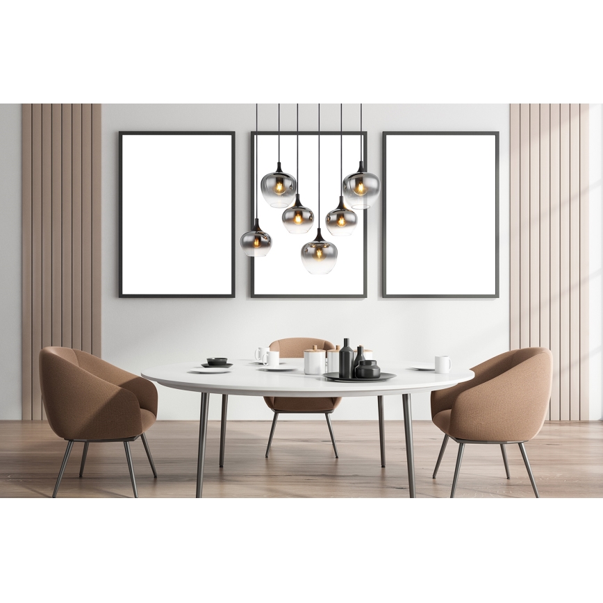 Globo - Hängeleuchte 6xE27/40W/230V schwarz