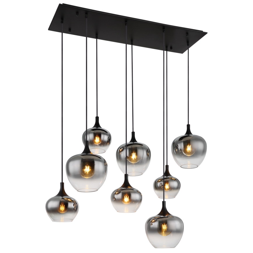 Globo - Kronleuchter mit Seilaufhängung 8xE27/40W/230V schwarz