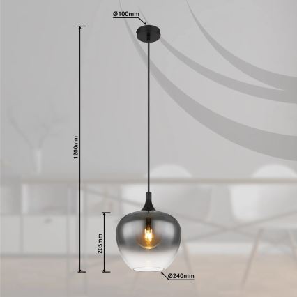 Globo - Hängeleuchte 1xE27/40W/230V d 24 cm schwarz