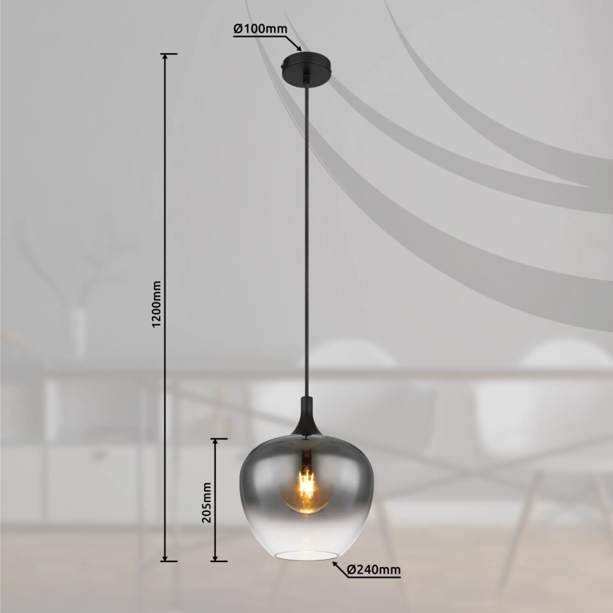 Globo - Hängeleuchte 1xE27/40W/230V d 24 cm schwarz