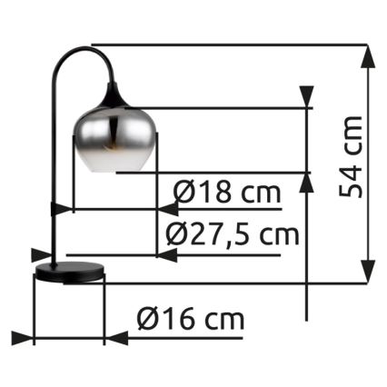 Globo - Tischlampe 1xE27/40W/230V schwarz
