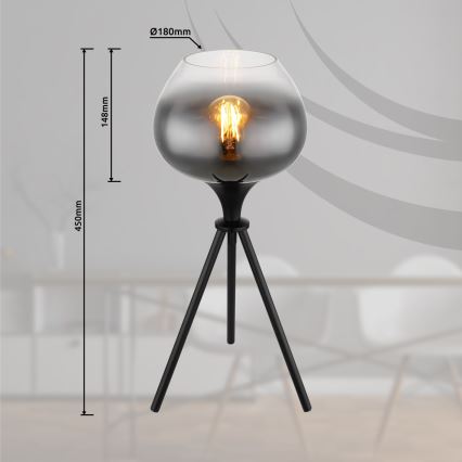Globo - Tischlampe 1xE27/40W/230V schwarz
