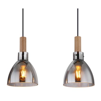 Globo 15550-4H - Pendelleuchte an Seil MATTEA 4xE27/6W/230V schwarz/rauchfarben