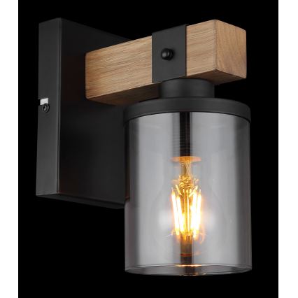 Globo - Wandleuchte 1xE27/60W/230V Eiche/rauchig