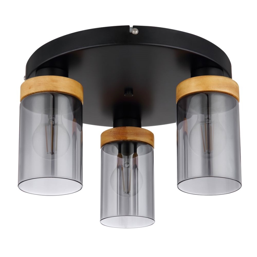 Globo - Deckenleuchte 3xE27/40W/230V Metall/Holz