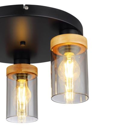 Globo - Deckenleuchte 3xE27/40W/230V Metall/Holz