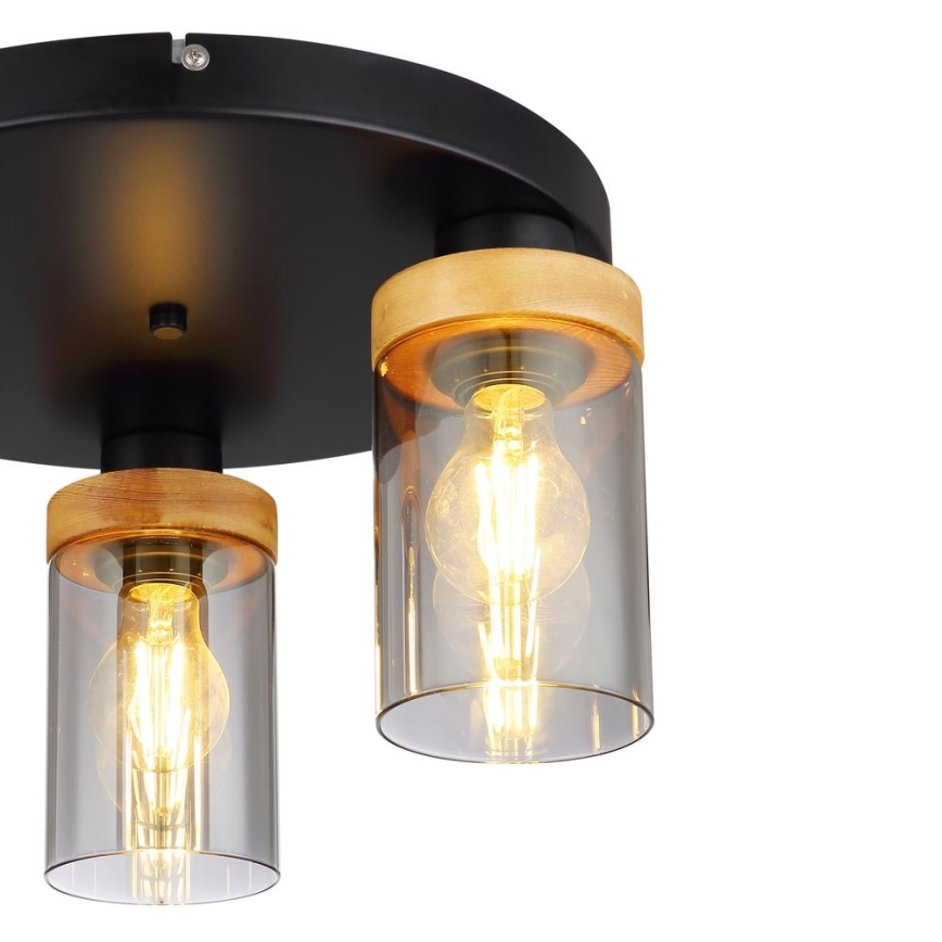 Globo - Deckenleuchte 3xE27/40W/230V Metall/Holz