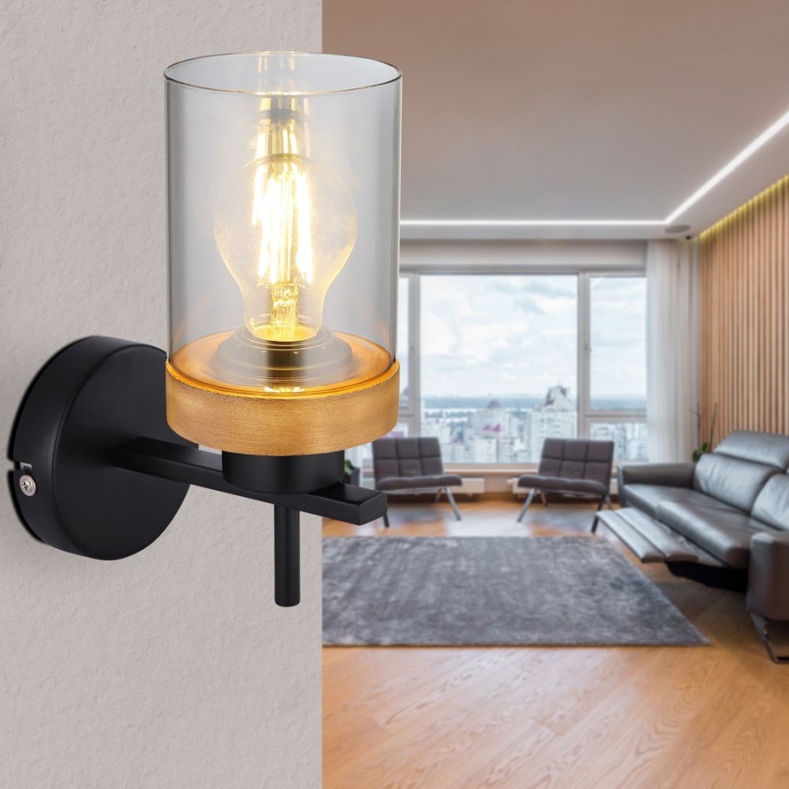 Globo - Wandleuchte 1xE27/40W/230V Metall/Holz