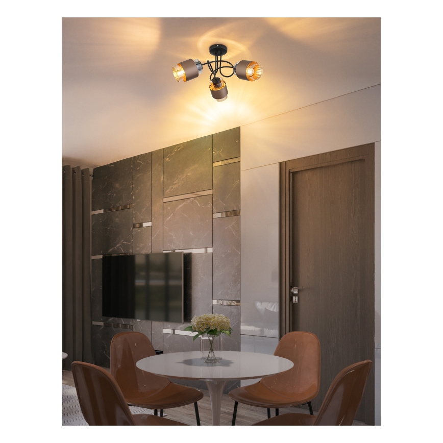 Globo - Aufgesetzte Deckenleuchte 3xE27/40W/230V schwarz/bronze