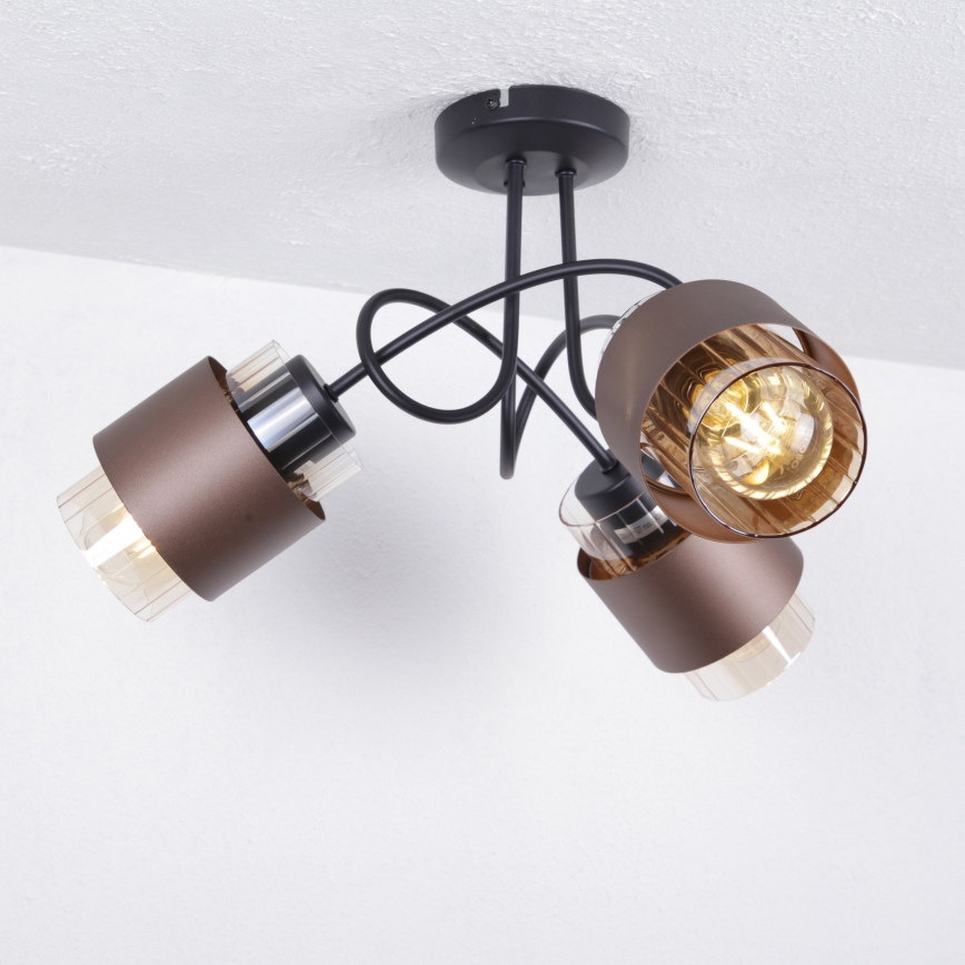 Globo - Aufgesetzte Deckenleuchte 3xE27/40W/230V schwarz/bronze