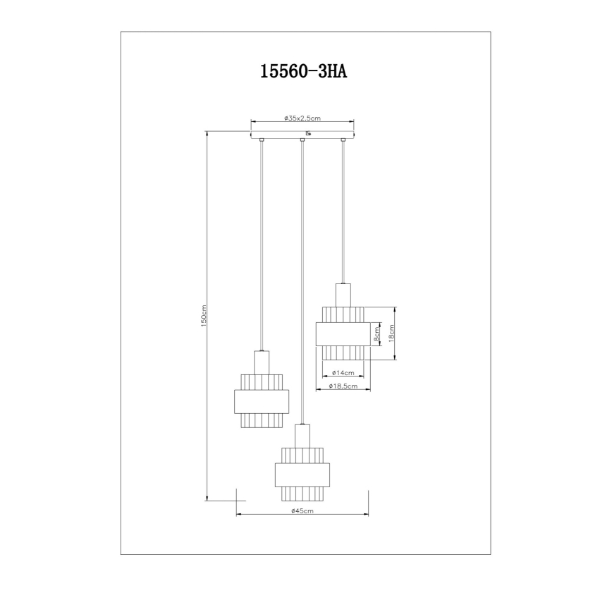 Globo - Hängeleuchte mit Kabelaufhängung 3xE27/60W/230V