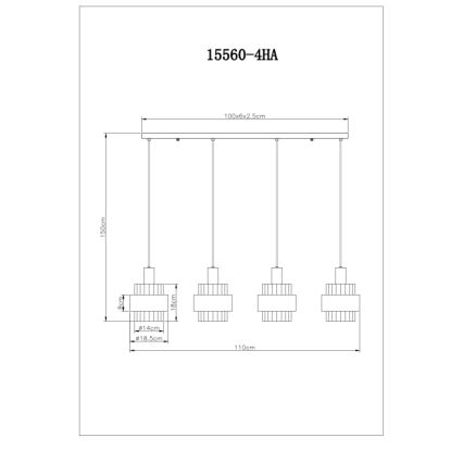 Globo - Hängeleuchte 4xE27/60W/230V