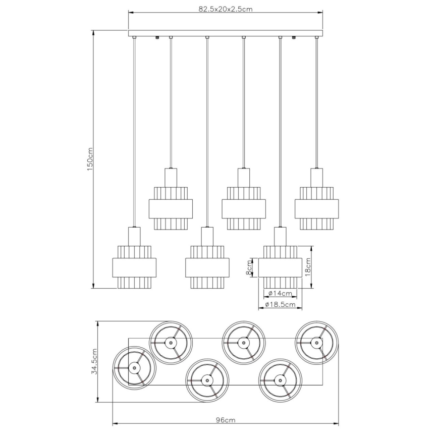 Globo - Pendelleuchte mit Seilaufhängung 6xE27/60W/230V