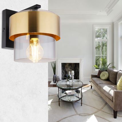 Globo - Wandleuchte 1xE27/60W/230V schwarz/Messing