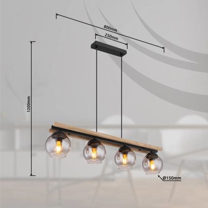Globo - Hängeleuchte 4xE27/25W/230V