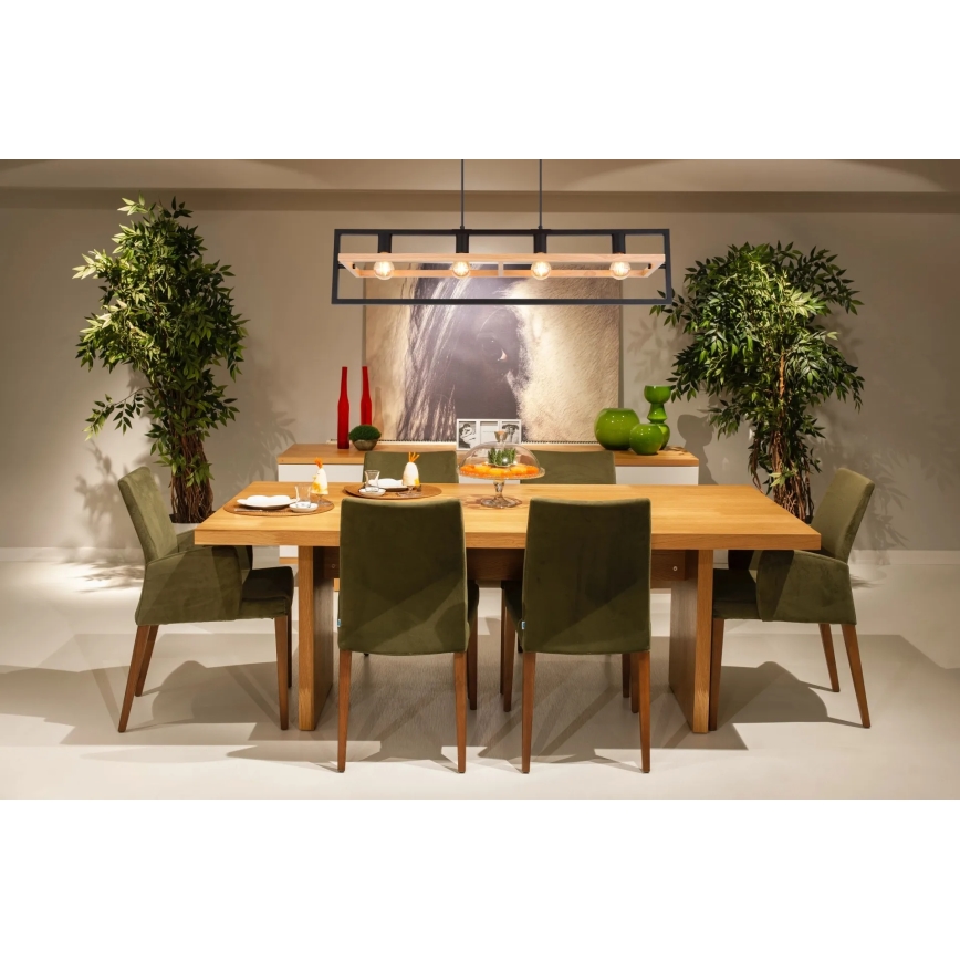 Globo 15575-4H - Hängeleuchte an Kabel ERICA 4xE27/40W/230V schwarz/beige