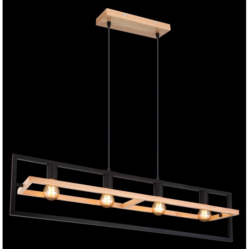 Globo 15575-4H - Hängeleuchte an Kabel ERICA 4xE27/40W/230V schwarz/beige