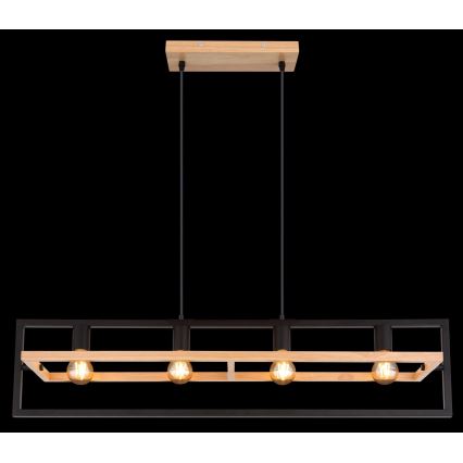 Globo 15575-4H - Hängeleuchte an Kabel ERICA 4xE27/40W/230V schwarz/beige