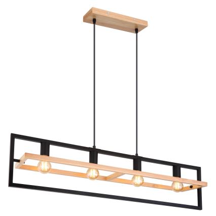 Globo 15575-4H - Hängeleuchte an Kabel ERICA 4xE27/40W/230V schwarz/beige