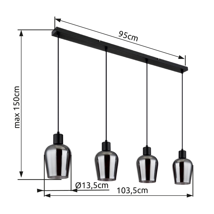 Globo - Hängeleuchte 4xE27/40W/230V schwarz