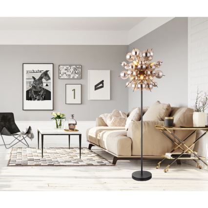 Globo - Stehleuchte 6xE14/25W/230V schwarz/rauchig