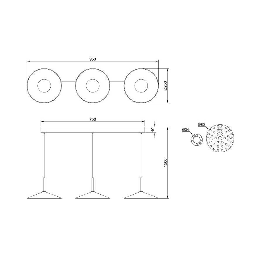 Globo - LED-Pendelleuchte an Drahtseil LED/24W/230V 4000K schwarz