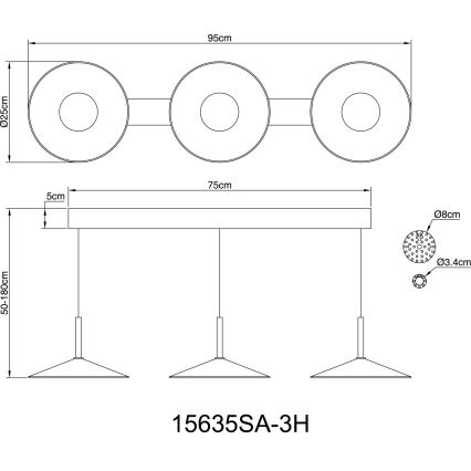 Globo - LED-Pendelleuchte an Seil LED/24W/230V 4000K beige