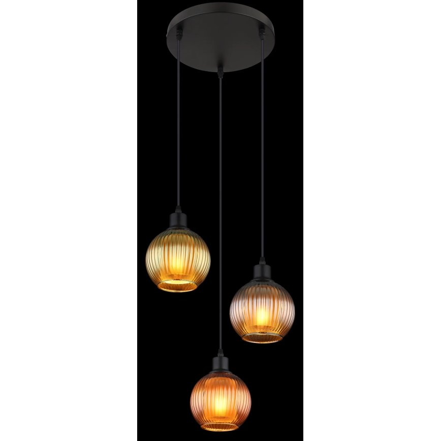 Globo - Hängeleuchte 3xE27/25W/230V d 36 cm kupfern/grün/blau
