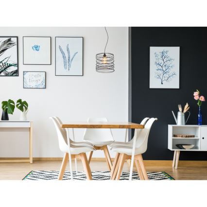 Globo 15640H - Pendelleuchte TILLY mit Seilaufhängung, 1x E27/60W/230V, schwarz