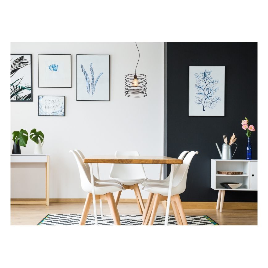 Globo 15640H - Pendelleuchte TILLY mit Seilaufhängung, 1x E27/60W/230V, schwarz