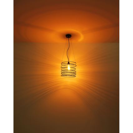 Globo 15640H - Pendelleuchte TILLY mit Seilaufhängung, 1x E27/60W/230V, schwarz