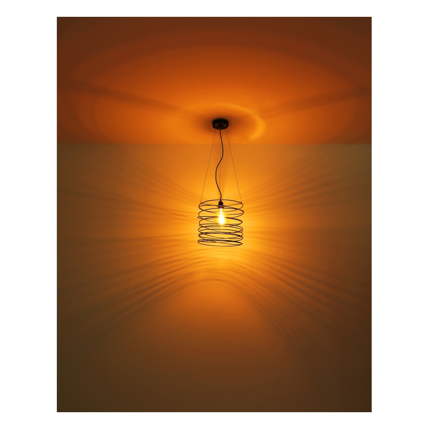 Globo 15640H - Pendelleuchte TILLY mit Seilaufhängung, 1x E27/60W/230V, schwarz