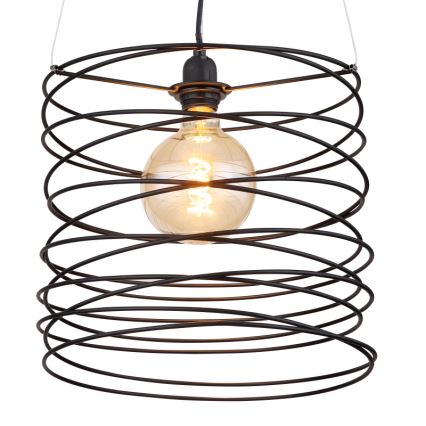 Globo 15640H - Pendelleuchte TILLY mit Seilaufhängung, 1x E27/60W/230V, schwarz