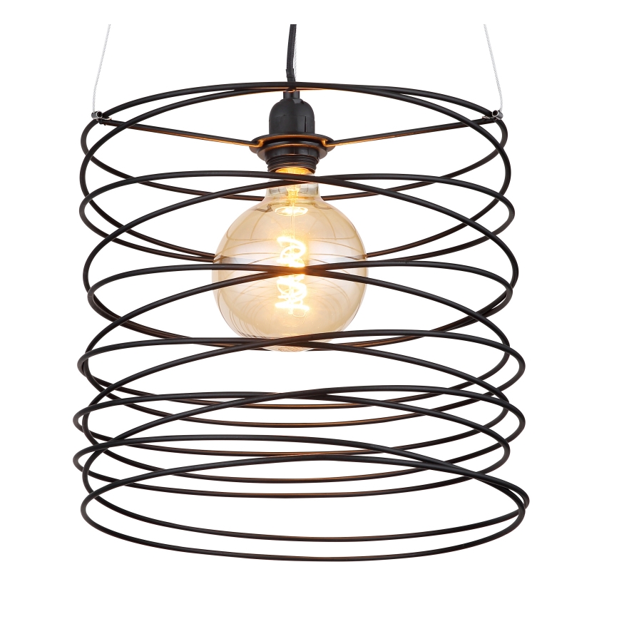 Globo 15640H - Pendelleuchte TILLY mit Seilaufhängung, 1x E27/60W/230V, schwarz