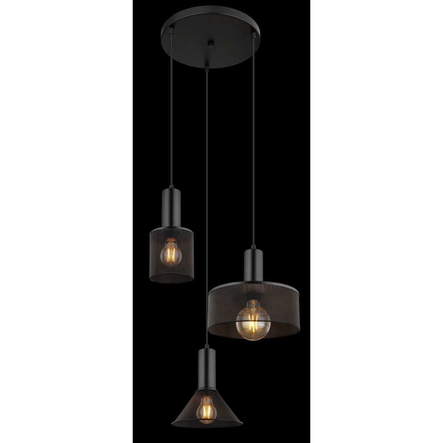 Globo - Hängeleuchte an Schnur 3xE27/60W/230V schwarz