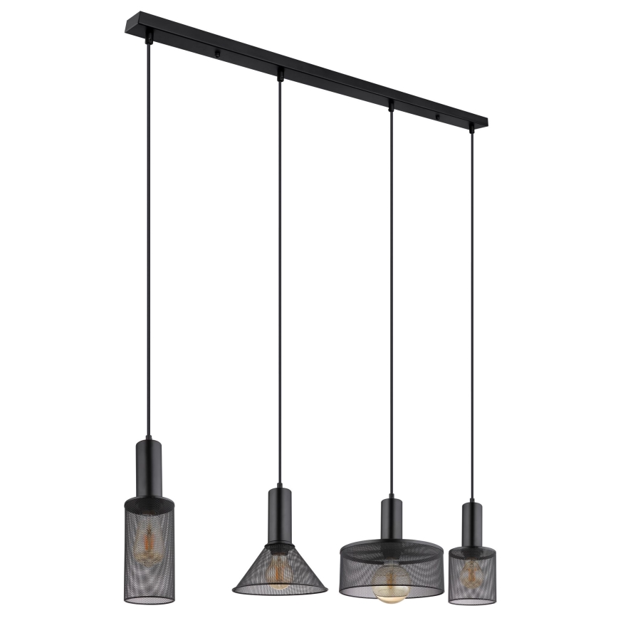 Globo - Hängeleuchte an Schnur 4xE27/60W/230V schwarz