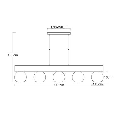 Globo - Hängeleuchte an Schnur 5xE27/40W/230V