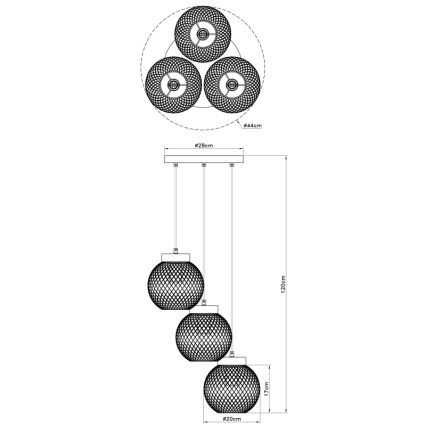 Globo - Hängeleuchte 3xE27/60W/230V