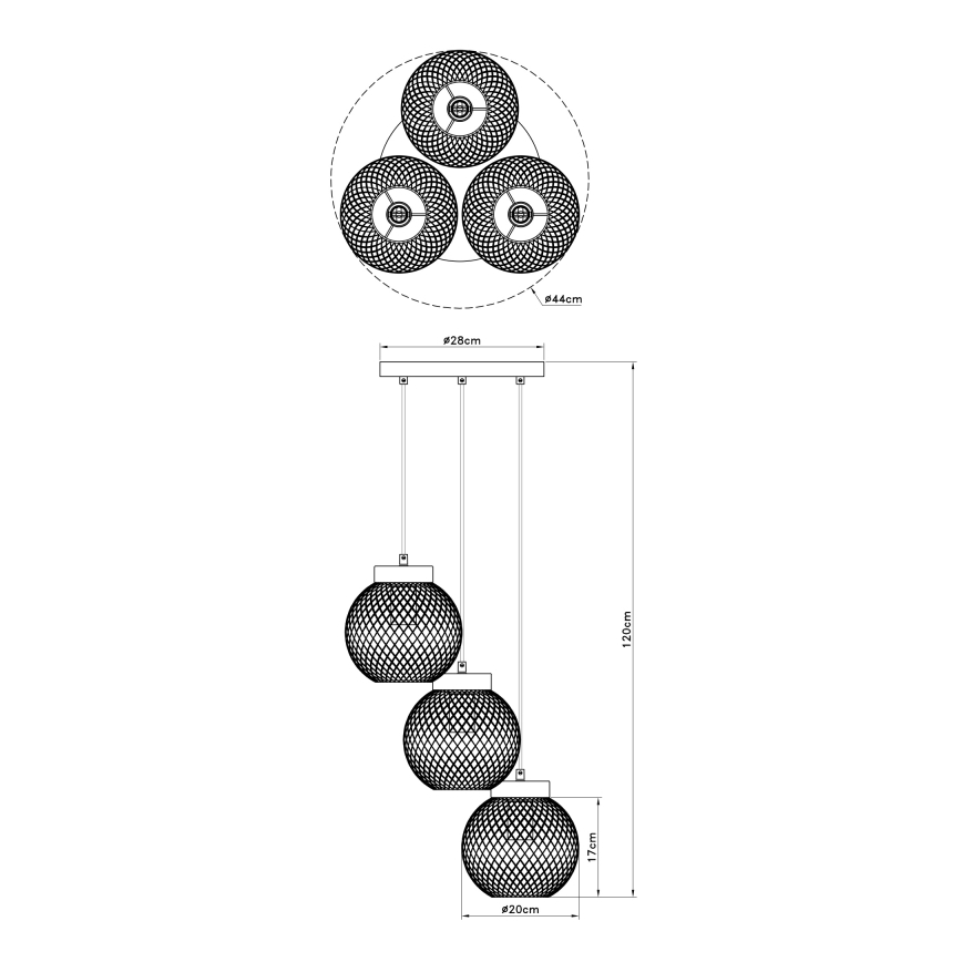 Globo - Hängeleuchte 3xE27/60W/230V
