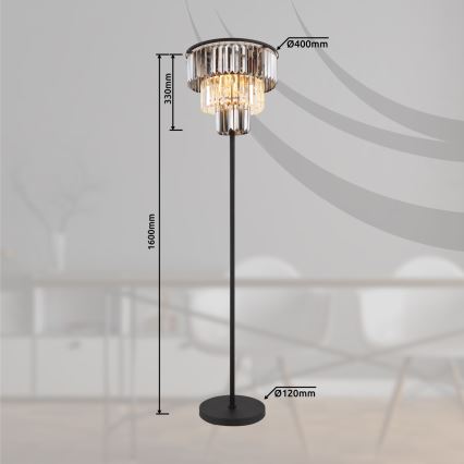 Globo - Stehleuchte 3xE27/40W/230V d 40 cm schwarz