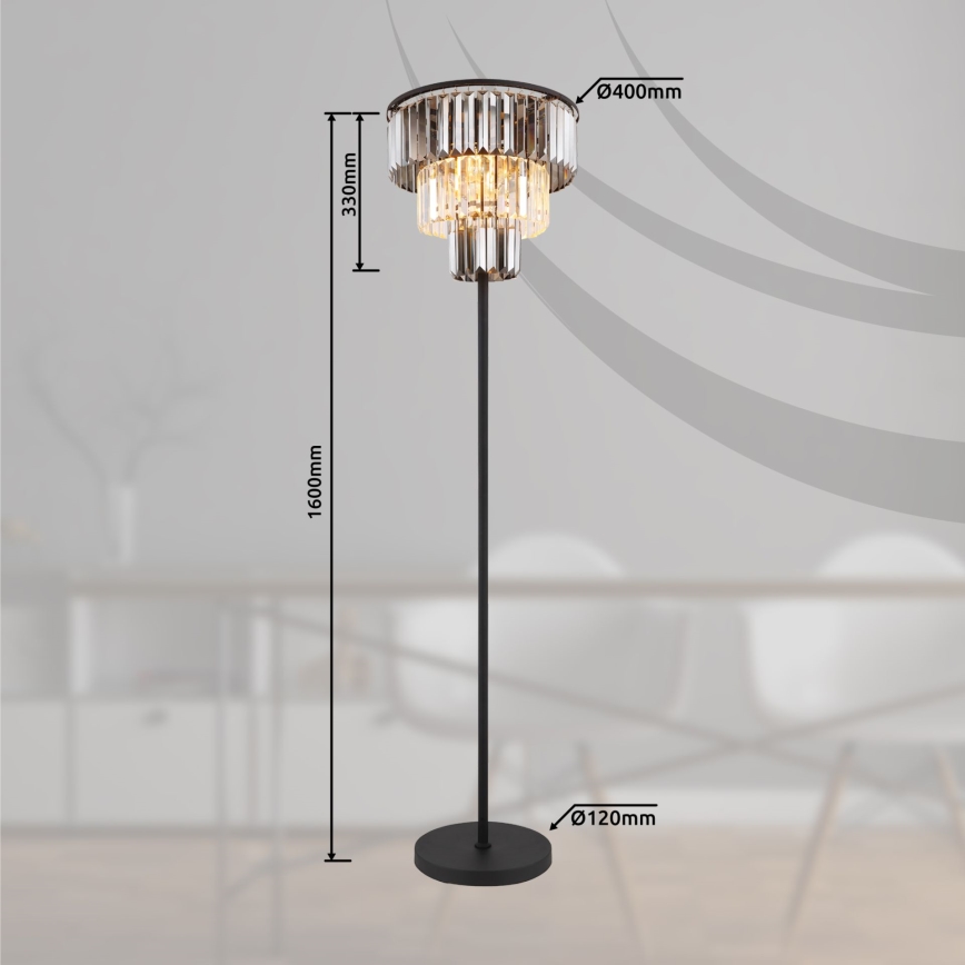 Globo - Stehleuchte 3xE27/40W/230V d 40 cm schwarz