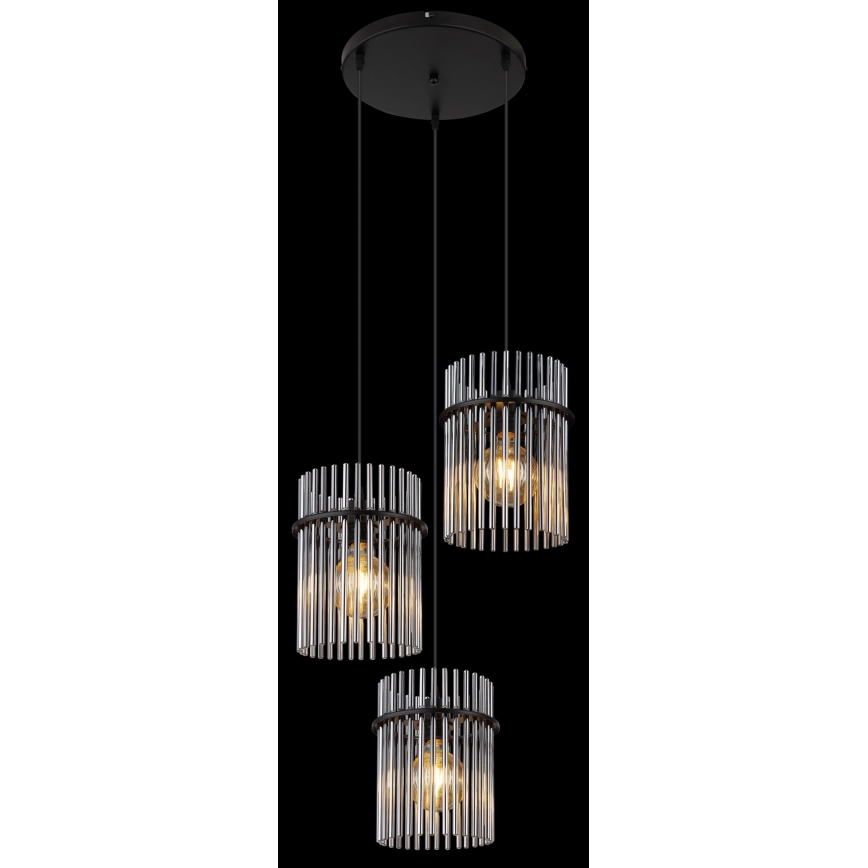 Globo - Hängeleuchte 3xE27/60W/230V d 47 cm schwarz