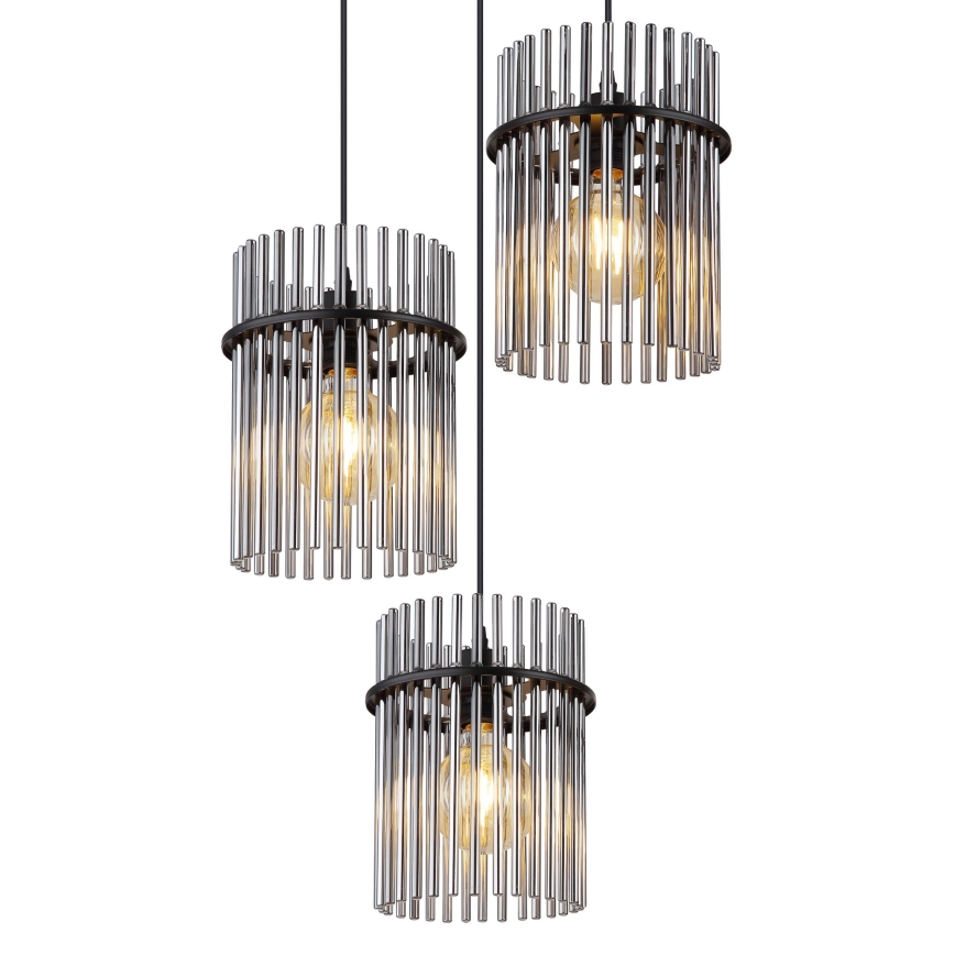 Globo - Hängeleuchte 3xE27/60W/230V d 47 cm schwarz